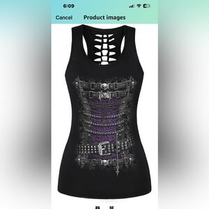 Gothic Black and Purple Corset Graphic Tank Top